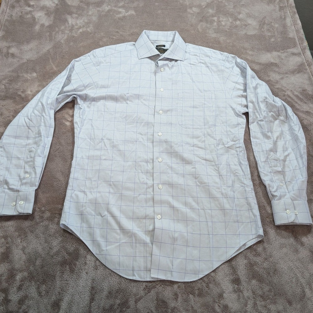 Jos A Bank Reserve Dress Shirt Men 16 35 Tailored Fit Egyptian Cotton Blue White
